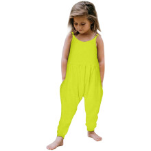 Småbørns piger børn baby overalls blødt playsuit ærmeløs stroppe jumpsuits sommer outfits med lommer ankelbundne bukser ensfarvede hyggelige