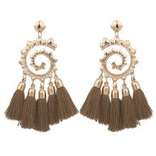 Bohemian Women Spiral Pendant Thread Tassel Dangle Drop Earrings Jewelry Gift Coffee