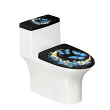 Butterfly and Moon Pattern Toilet Lid Seat Cover Set & Universal Toilet Seat Covers for Indoor Home, Elastic Fabric, Elastic Installation