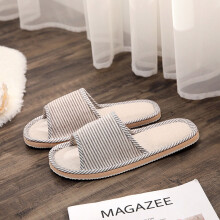 Couples Linen Slippers, Breathable Summer Indoor Flat Shoes with Anti-Skid Treads – Bronze 44, Compatible with Home Use