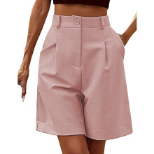 Dam Palazzo Shorts, Resår i midjan, Vida Ben, Knälånga, Fickor, Lounge- och Vardagskläder – Rosa XXL, Passar till sommarstilen