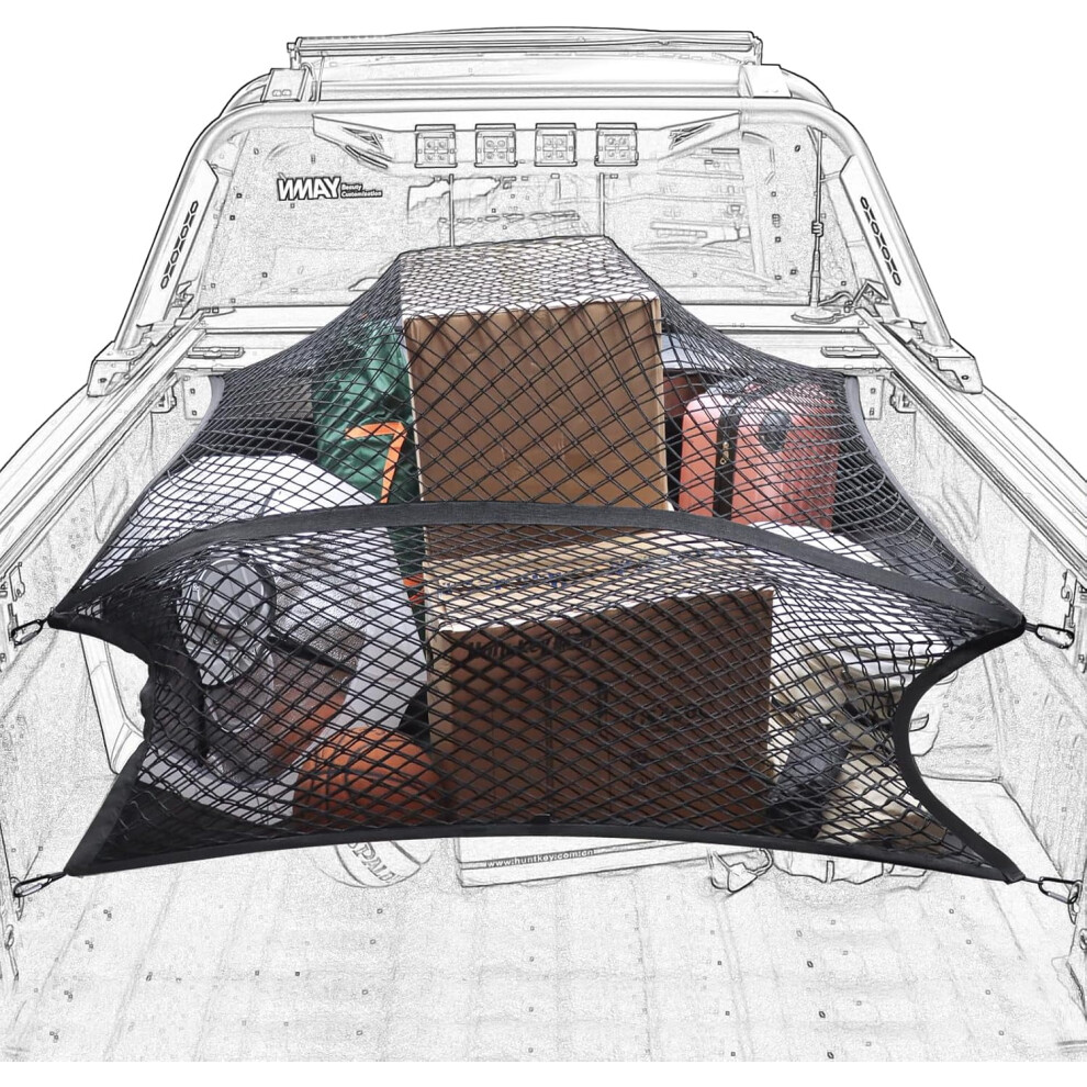 Elastic Truck Bed Net 4'X4', Stretches To 7'X7', Compatible With Pickup Trucks 9028731587530