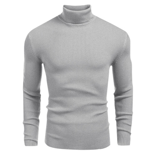 Men's Turtleneck Tops Fleece Lined Solid Color Pullover Thermal Long Sleeve Casual Slim Fit Basic Sweater