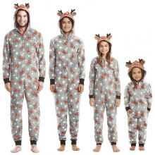 Familie Kerst Onesies Pyjama Sets Rendier Romper met Capuchon PJ's Jumpsuit met Rits Loungewear