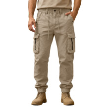 Pantaloni cargo pentru bărbați, pantaloni casual cargo, la modă, culoare solidă, cu buzunar, pentru lucru în aer liber, uz zilnic
