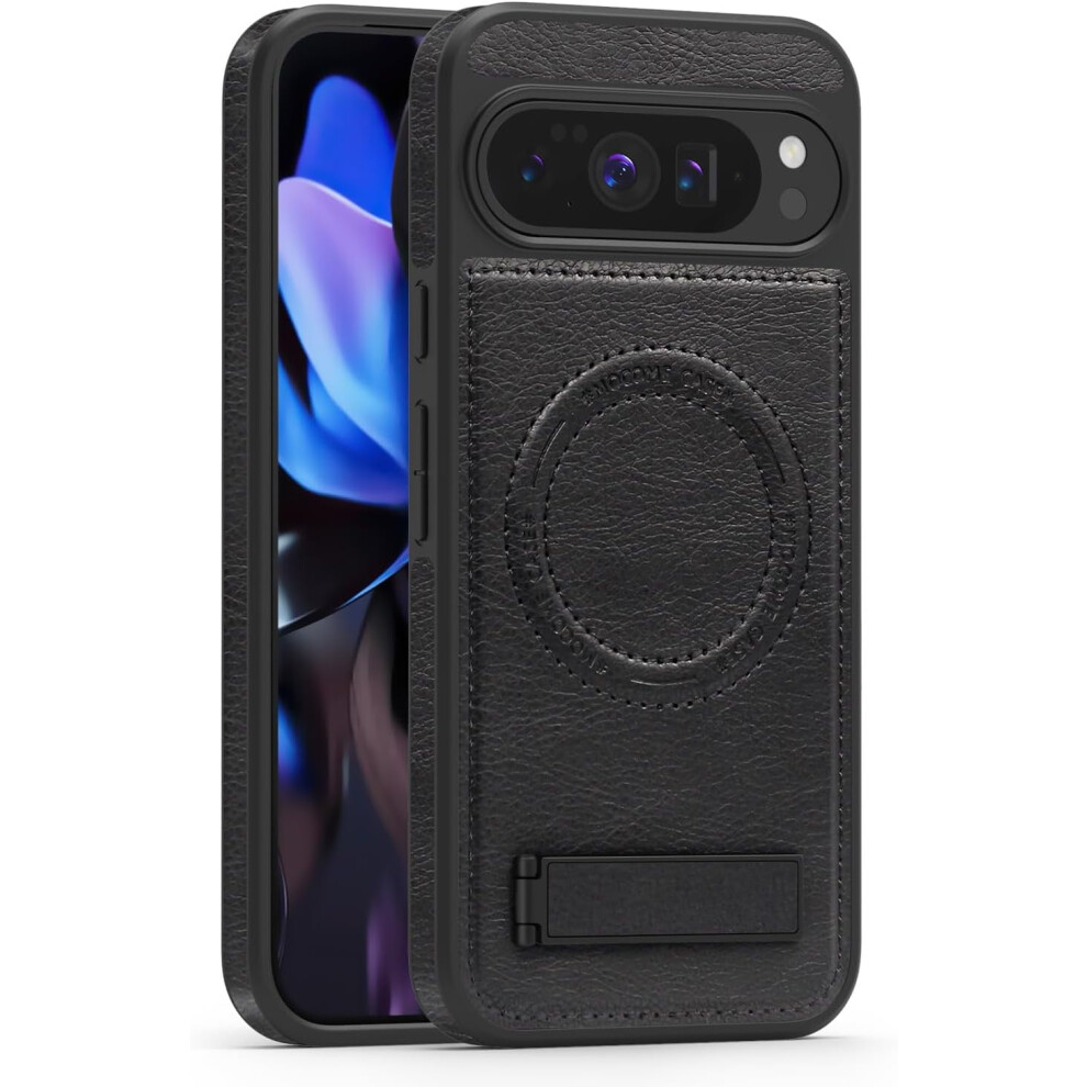 Leather Magnetic Case For Google Pixel 10 Pro Xl Â Compatible With Magsafe Wireless Charging, Rugged Stand Cover 9028731050348