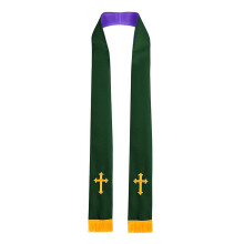 Wendbare Geistlichenstola mit Kreuzstickerei, Polyester