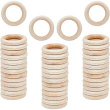 40pcs 40mm Unfinished Solid Wooden Rings, Natural Round Macrame & Jewelry Making Rings, DIY Craft, Pendant Connectors, Christmas Ornaments –