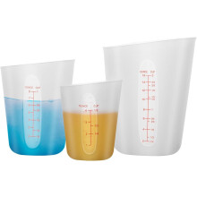 3er-Set Silikon-Messbecher (2/1/0,5 Tassen), flexibel für Schokolade, Epoxidharz, Butter – BPA-frei, mit ml/oz-Markierungen