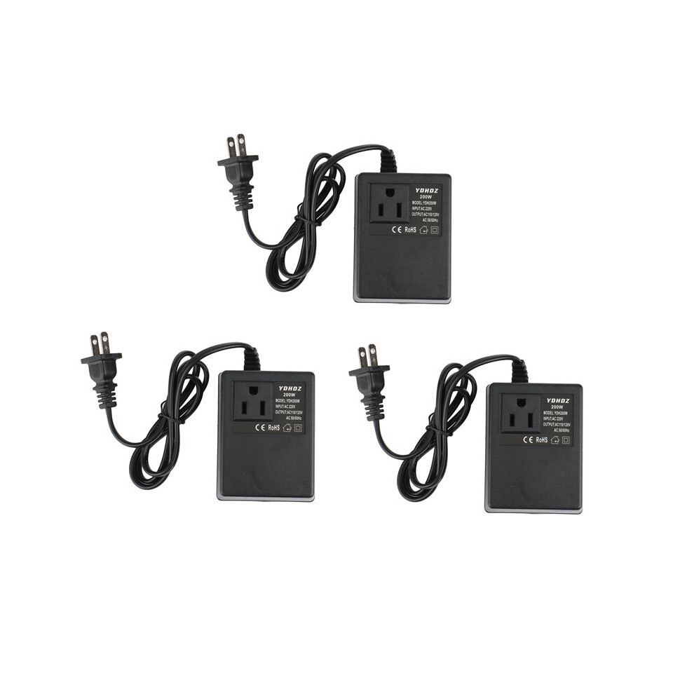 3 Pcs 200W Voltage Converter Transformer 220V To 110V Step Down Travel Voltage Transformer Converter Us Plug 6032653221208