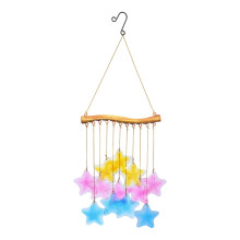 Colorful Handmade Glass Wind Chime – Fused Glass & Wrought Iron, Outdoor Garden/Patio Decor, Unique Sound, 22x7.5"