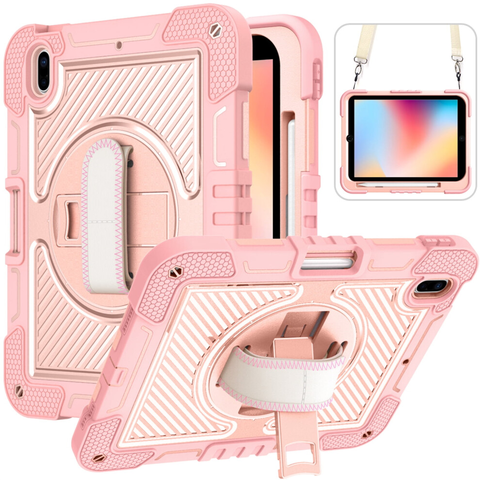 Tech Circle Compatible With Ipad Mini 5/4/3/2/1 7.9" Case Â Shockproof Rugged Cover With Rotating Kickstand & Adjustable Strap, Rose Gold 9028731587646