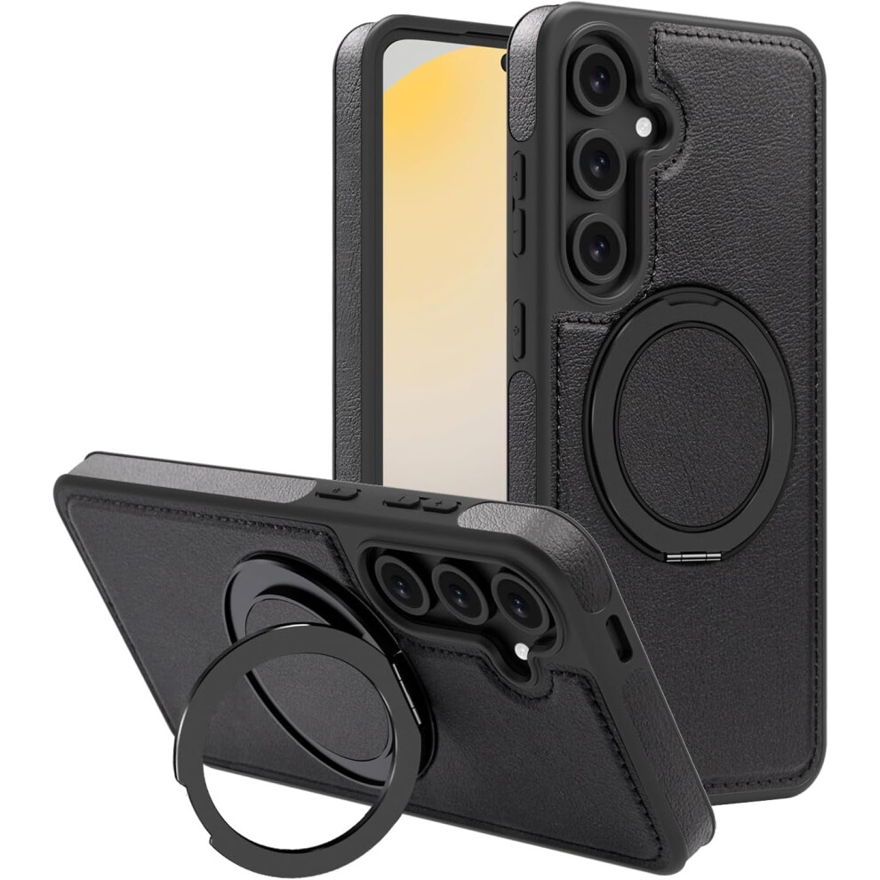 Leather Magnetic Case For Samsung Galaxy S24 Fe Â Magsafe Compatible, 360 Rotatable Ring & Kickstand 9365509201930