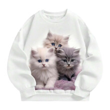 Girls Long Sleeve Sweatshirt Loose Fit Cat Print 2-14 Years