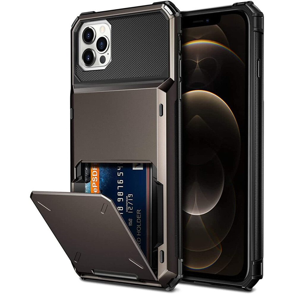Wallet Case With 4Card Hidden Slot, Duallayer Protection Slim Card Holder Cover For Iphone 13 Pro, Black 9771547574231