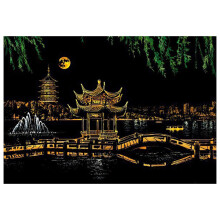 Scratch Art Kit: City Night Scene, Colorful Postcard Scratch Paintings for Kids & Adults, Parent-Child Interactive, Stress Relief Gift