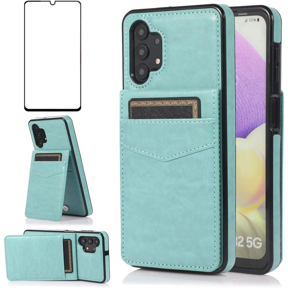 Phone Case For Samsung Galaxy A32 5G (6.5") Â Compatible With A32 5G, Hd Screen Protector, Wallet, Stand, Leather, Green 9365509202203