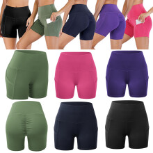 Pantaloncini da corsa in spandex a vita alta per yoga con tasca per saltare la corda yoga, pesca, volano, calcio, jogging