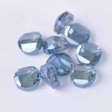 10pcs 12/14/18mm Twist Coin Faceted Crystal Glass Loose Beads for Jewelry Making-12x5.5mm-Grayish Blue
