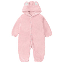 Macacão de inverno infantil para meninas, felpudo e quentinho, com capuz e orelhas macias, mangas compridas e design moderno. Ideal para brincar na