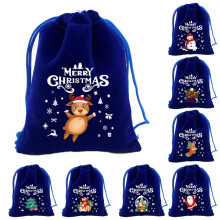 Reusable Christmas Drawstring Gift Bags with Santa, Snowman & Reindeer Designs – Festive Holiday Candy & Party Favor Bags