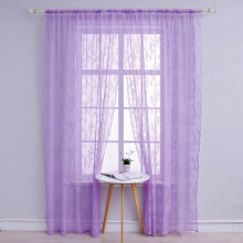 Lace Series Window Thick Semi Sheer Premium Rod Pocket Window Curtain Panels for Bedroom & Living Room - 1 Pcs ( 57 W x 39" L, Purple)