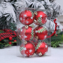 Christmas Ball Ornaments Set of 6, Plastic Christmas Tree Decorations with Hanging Rope, Classic Red Green White, Indoor Outdoor Holiday Decor