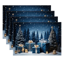 DAMAI Christmas Placemats Set of 4, 12x18 in, Winter Holiday Table Mats for Home Dining Room – compatible with standard tables