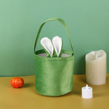 Cesta de Páscoa de Pelúcia em Formato de Coelho com Orelhas Compridas, Bolsa de Vime para Ovos de Páscoa e Presentes Infantis – Compatível com