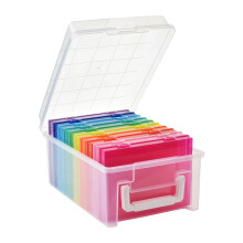 Mallette de rangement de photos en plastique avec vue-couleur