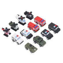Conjunto de Miniaturas de Carros e Aviões de Brinquedo, Simulação de Carros de Polícia, Série de Modelos Realistas de Madeira, Brinquedo