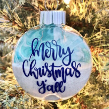 Christmas Beach Glass Ball Ornament, Sea Sandy Decor for Tree, Blue Sea Glass Art Gift for Family, Couples, Mom, Dad & Friends – Compatible with