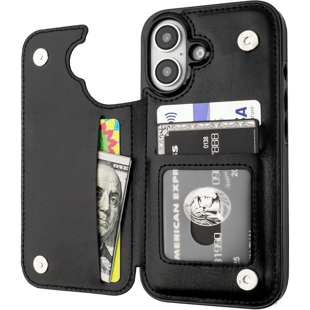 Compatible With Iphone 16 Wallet Case Â Pu Leather Kickstand, Card Slots, Double Magnetic Clasp, Shockproof, 6.1" 9028731052595