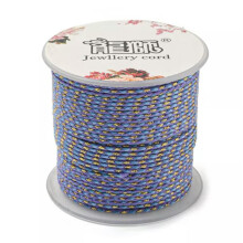 1 Roll Handmade 4-Ply Polycotton Cord Macrame Cotton Rope with Gold Wire 1.5mm-Medium Orchid