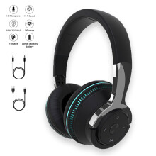 Aggxpf trådlösa hörlurar med mikrofon, stereobas och batteridisplay – Over-ear med öronkrokar för sport/träning (svart)