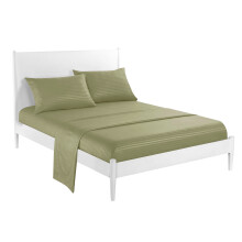 4-delat set med andningsbara randiga lakan inklusive örngott, mjuka lakan, skrynkelfria, maskintvättbara lakan för queen size-säng