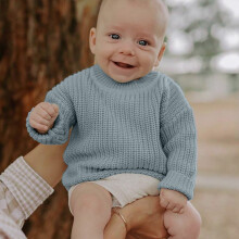 Børnetrøje med lange ærmer, himmelblå pullovertop, varm vinterbabypigetøj, 0-3 måneders sweater