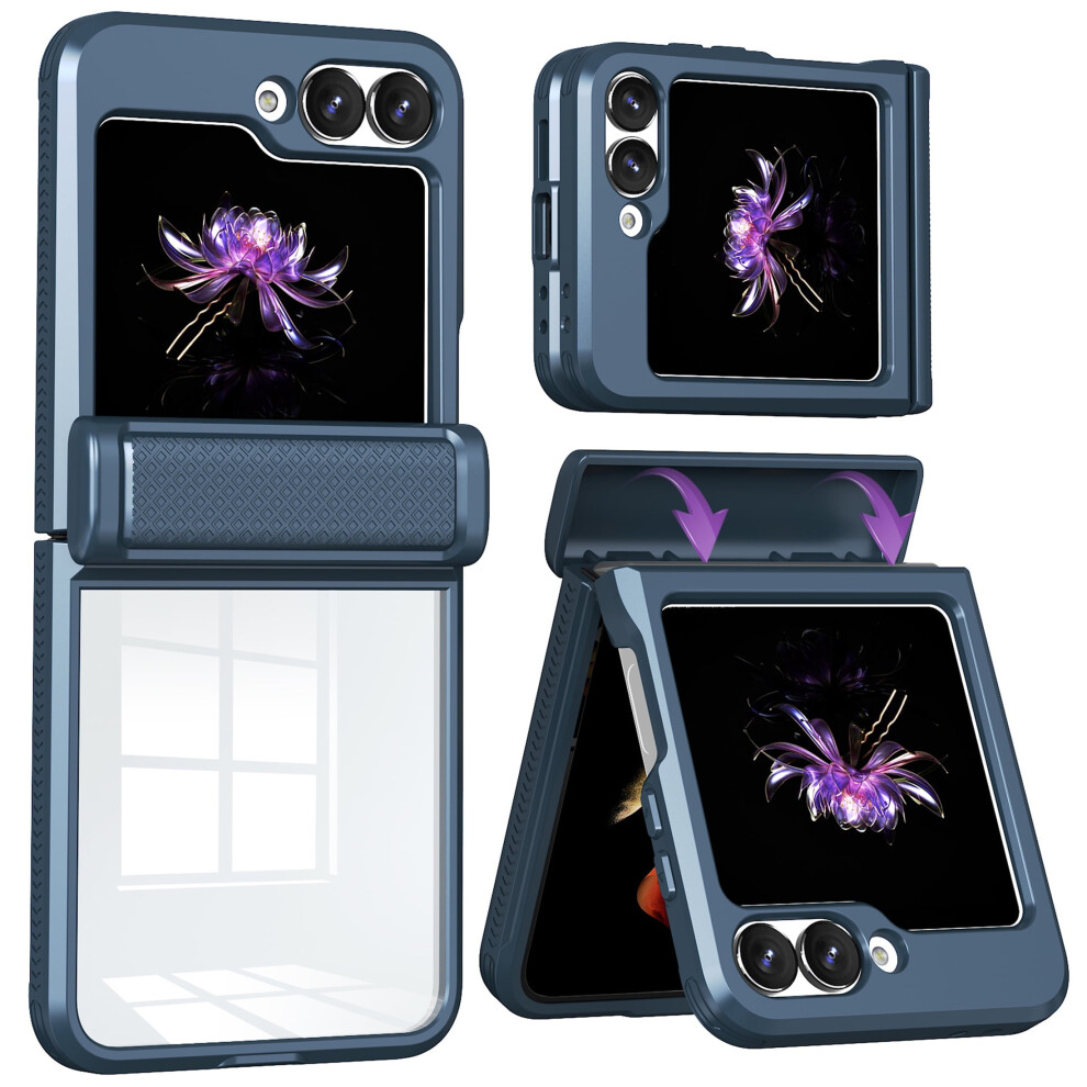 Ccsamll Clear Case For Samsung Galaxy Z Flip 6 Â Slim Spring Hinge Cover With Built-In Screen Protector & Full-Body Shockproof Protection, Rd Blue 9479868590366