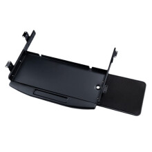 Under Desk Keyboard Tray with 360 Swivel Mouse Board, Ergonomic Steel Retractable Tray for Office Desk, Black 197.7 Inches