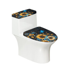 2 Piece Set Toilet Bowl Cover for Toilet Sunflower Butterfly Elastic Edge Toilet Seat Cover Replacement Stretch