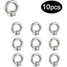 10 Pack M6 304 Stainless Steel Ring Eye Nuts - Lifting & Rigging Hardware