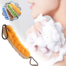Large Super Soft Shower Back Scrubber Bath Flower with Hanging Rope Strong Cleaning Power Foaming Action PE Material (30" x 8")