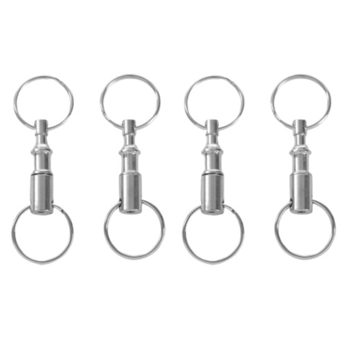 4Pcs Heavy Duty Double Porte-Cles Pull Apart Snap Lock Support D'Anneau Tournant 1