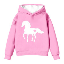 Girls Hoodies Horse Print Long Sleeve Pullover Top for Kids