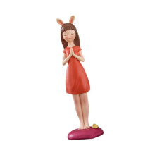 (Orange Red) Girl Statue Decorative Statue Desktop Ornament for Desktop Table Home Office Orange Red