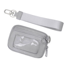 Portable Card Storage Bag, Waterproof Wristlet Pouch With Clear Card Slot - Solid Color Series