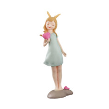 (Light Blue) Girl Statue Decorative Statue Desktop Ornament for Desktop Table Home Office Orange Red