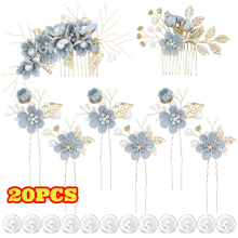 20 peinetas laterales para el cabello de novia con flores, horquillas de perlas de cristal, tocado, accesorios para el cabello de boda con diamantes