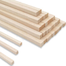 20 tiges carrées en bois de 1/2 po x 12 po – Bâtonnets en pin dur non finis pour l'artisanat, les maisons de poupées et les miniatures