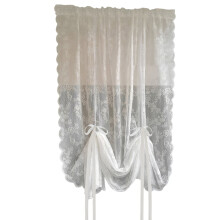 White Tulle Sheer Door Curtain Florals Embroidered French Lace Curtain Pulling Curtain for Home Living Room Bedroom